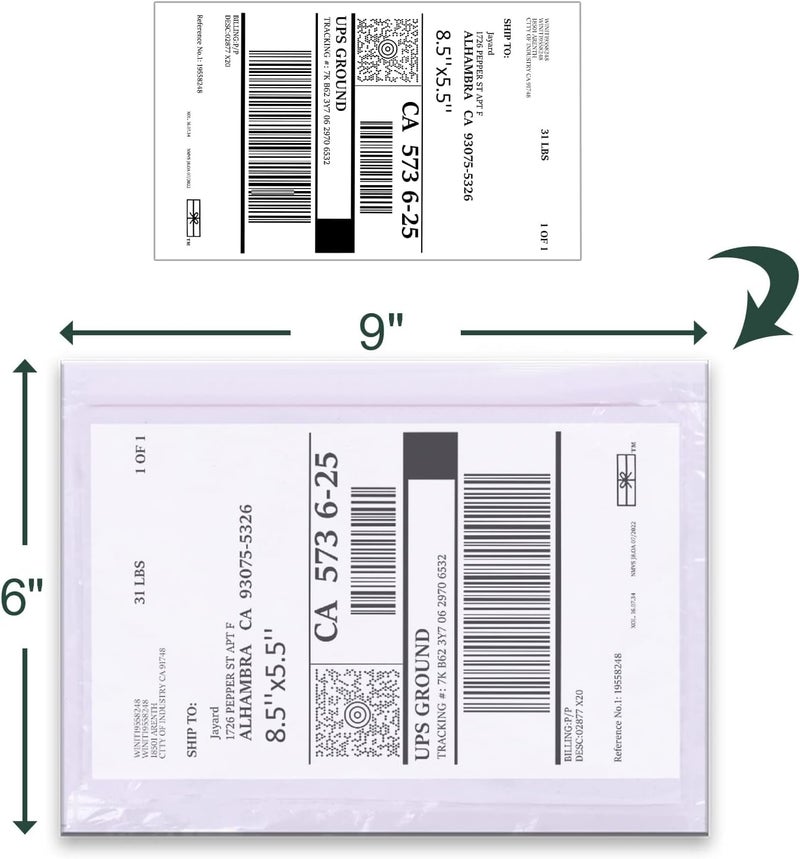 Tapsin Clear Packing List Envelopes, 6''x9'' Top Loading Shipping Label Envelopes Pouches, Adhesive Shipping Label Sleeves/Mailing Pouches for Shipping (500pcs) - Image 2